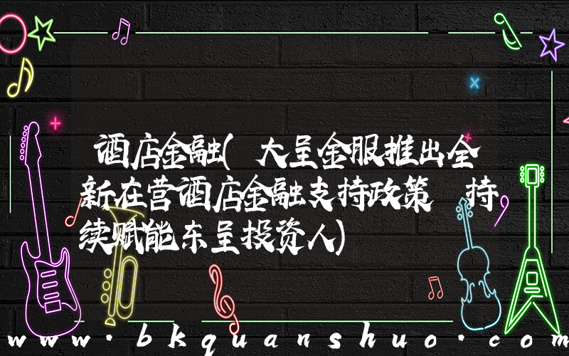 酒店金融(大呈金服推出全新在营酒店金融支持政策 持续赋能东呈投资人)